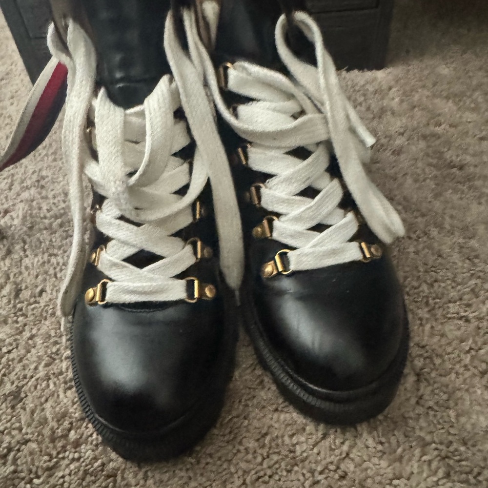 Gucci Black and White Lace-Up Boots
